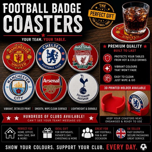 Football club badge coasters - badge,